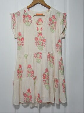 Oliphant Cream Floral Dress Size Medium